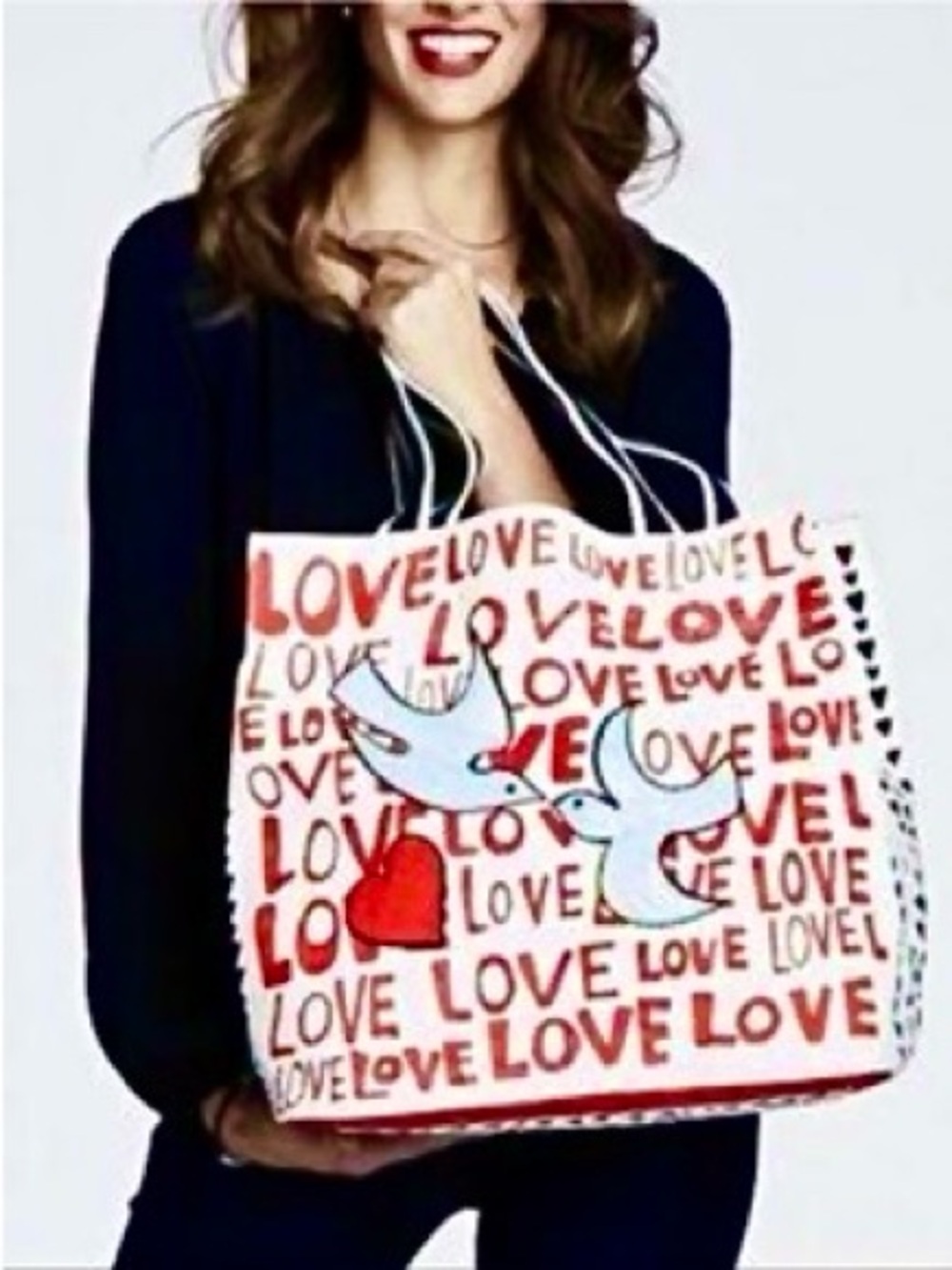 Brighton Red & White “On the Wings of Doves”Canvas Tote Bag with Hearts NWT - Picture 8 of 8